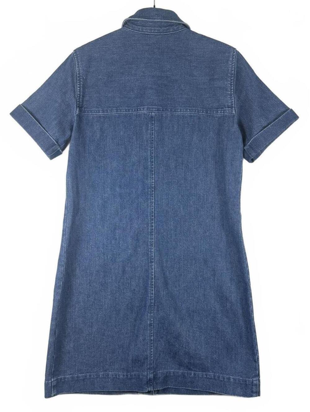 J.Crew Utility Pocket Denim Mini Dress Gold Buttons Short Sleeve Blue Size 2 - Picture 5 of 6
